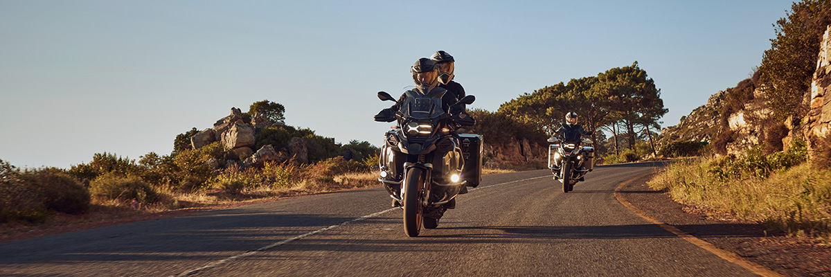 BMW Motorcycles on their way to visit historic landmarks in Northern California.