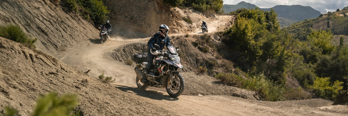 BMW Motorcycle riders visiting geothermal spots in Northern California.