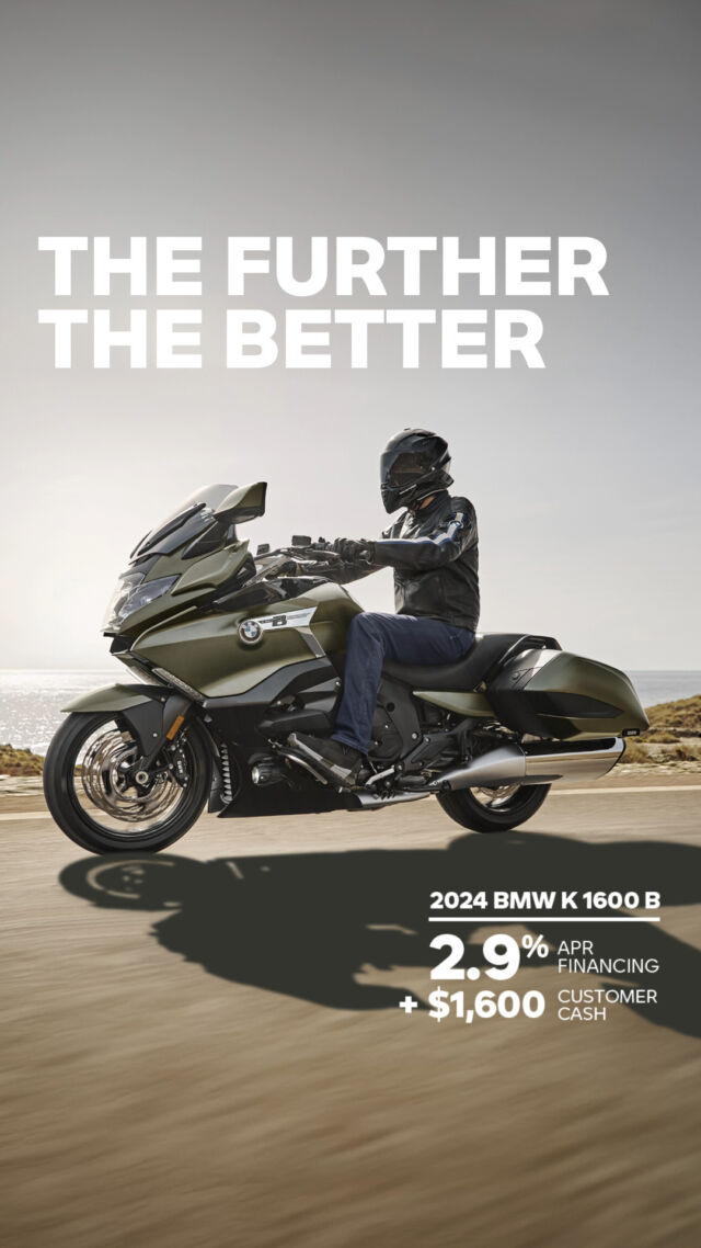 With 10.5” TFT Display & Connectivity, Intelligent Emergency Call, and Reverse Assist, the BMW K 1600 B is in it for the long haul. Go further with 2.9% APR financing + $1,600 customer cash on the luxurious 2024 K 1600 B. Come test ride today! 🙂 
#BMWMotorradUSA #BMWMotorrad #MakeLifeARide #RideandShare #NorCalBMWMotorrad